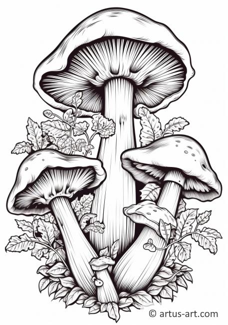 Página para Colorir do Trio de Cogumelos